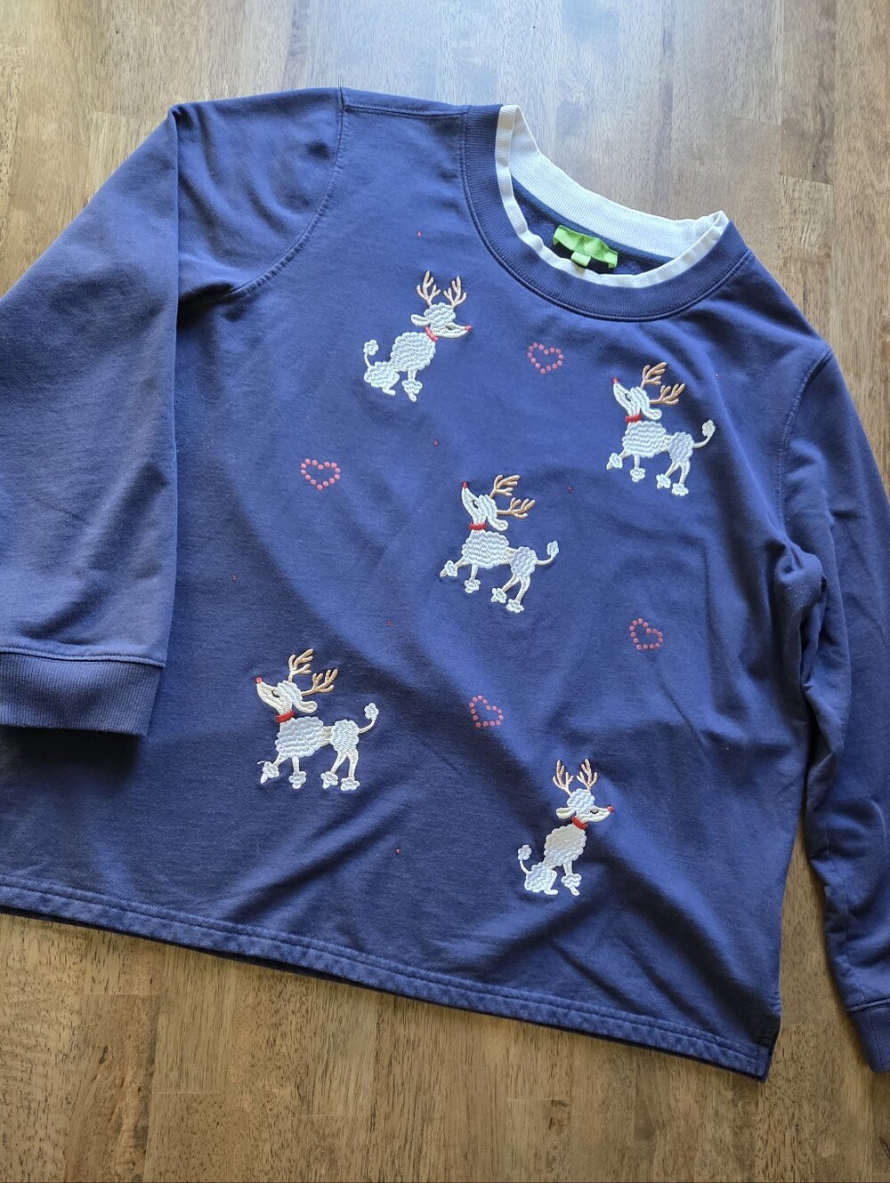 Poodles With Antlers Festive Embroidered Sweatshirt
